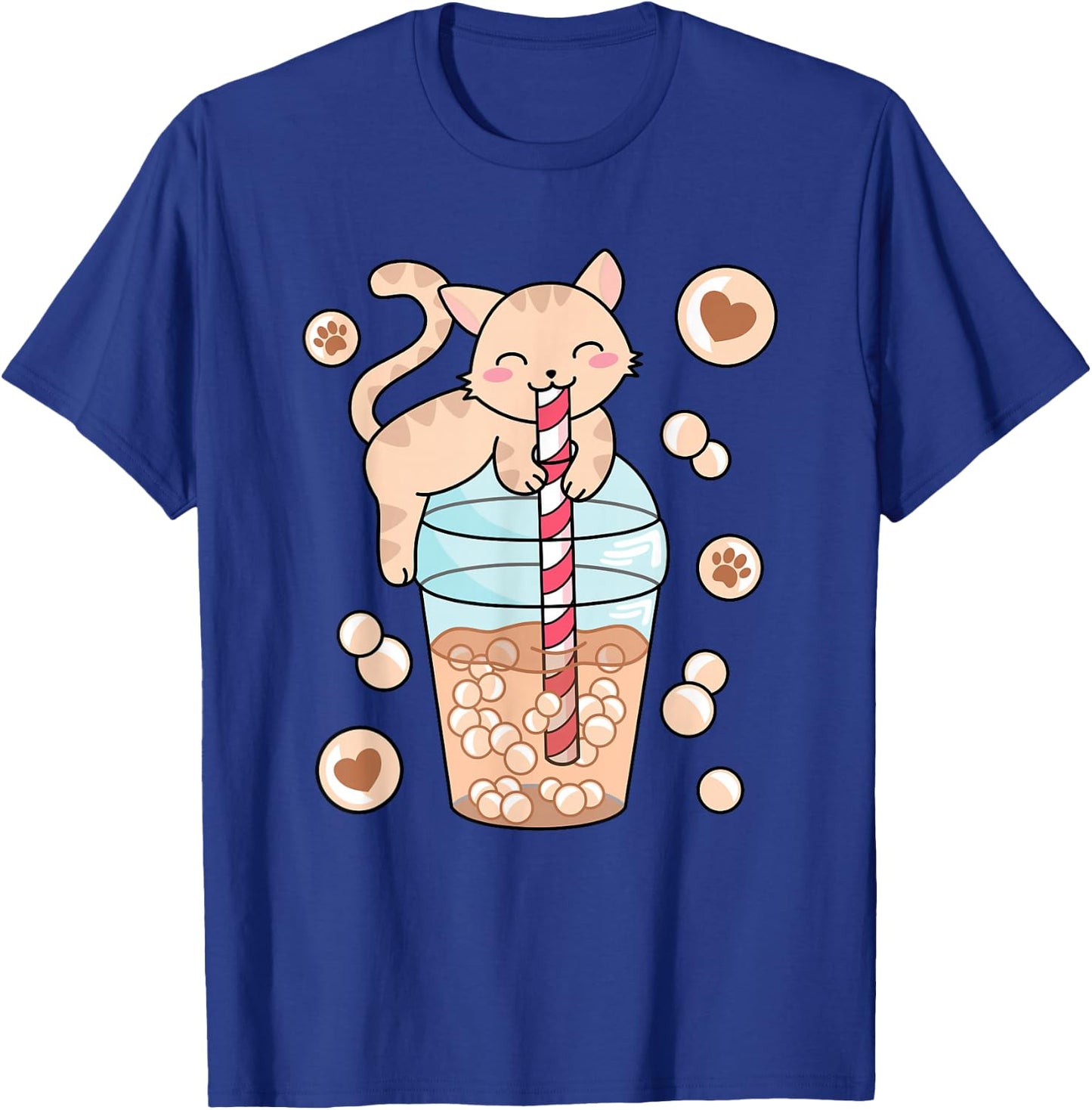 Japanese Anime Cat Kawaii Bubble Tea Women Girls Kids T-Shirt - T-Shirt | Royal