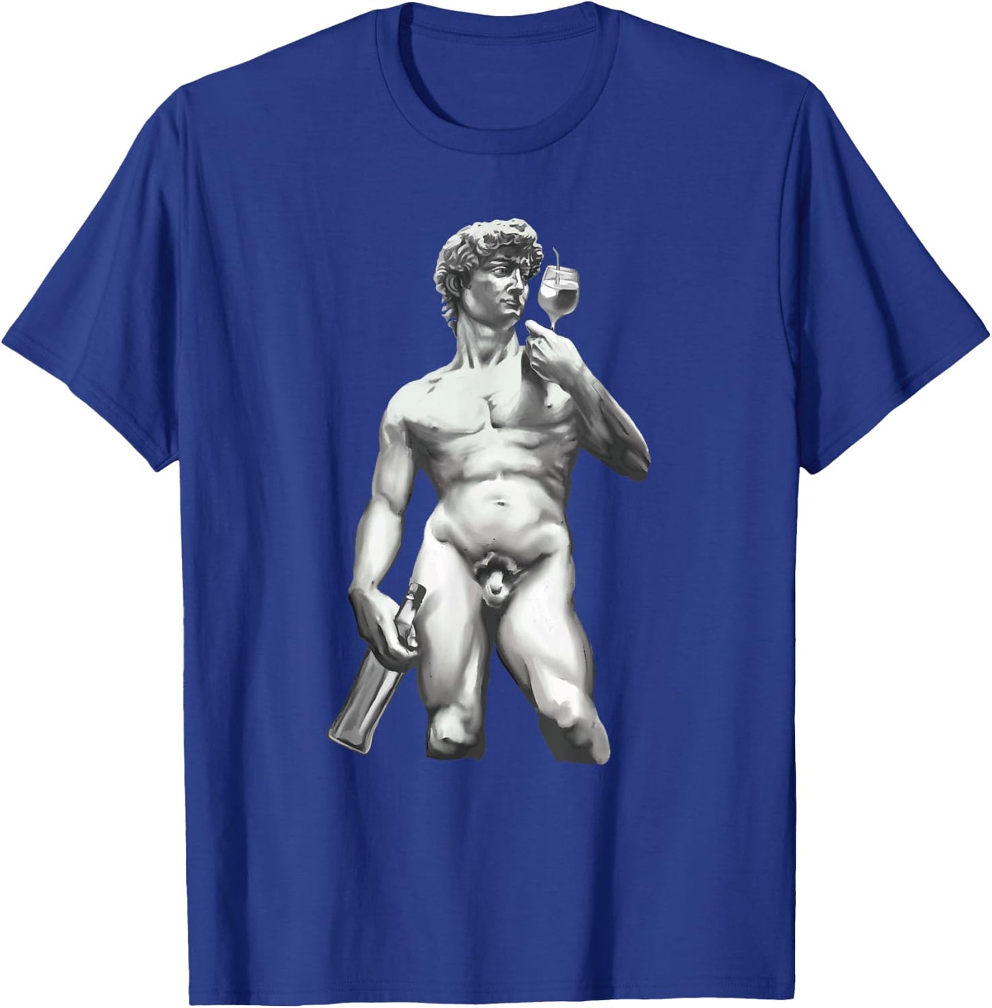 Wine David Statue Funny Vintage Art Wine Lover T-Shirt - T-Shirt | Royal