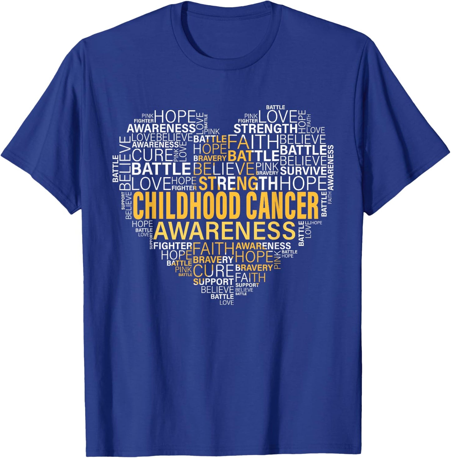 Childhood Cancer Awareness Hope Support Strong Warrior T-Shirt - T-Shirt | Royal