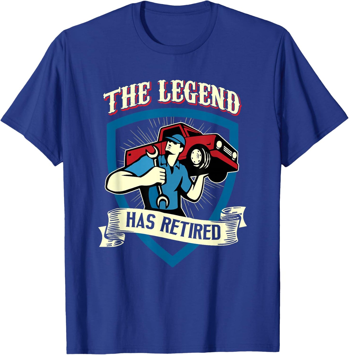 The Legend Has Retired Auto Mechanic Retirement Gift T-Shirt - T-Shirt | Royal
