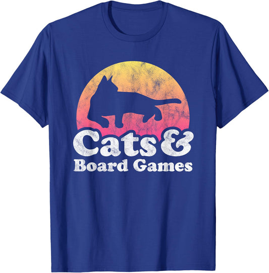 Cats and Board Games Men's or Women's Cat and Board Game T-Shirt - T-Shirt | Royal