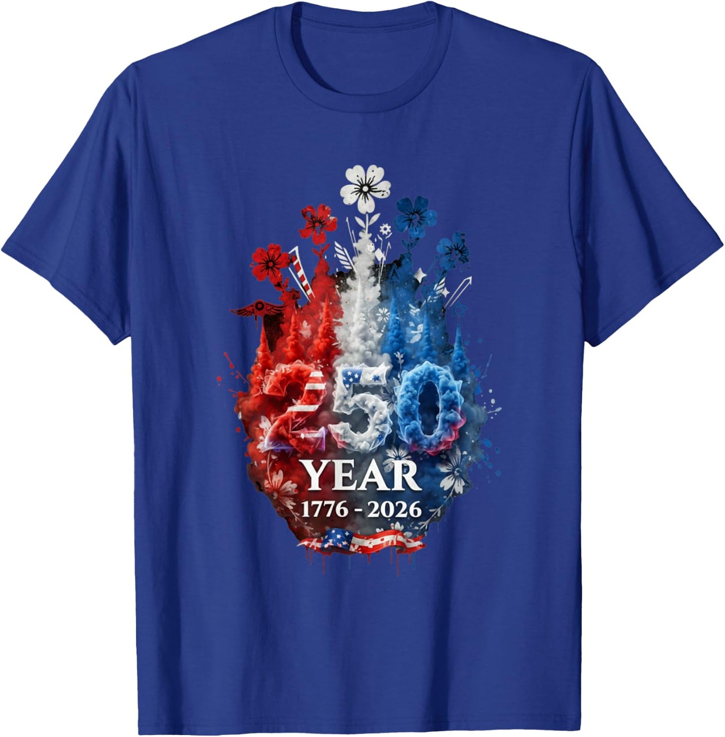 Patriotic 250th Anniversary 4th of July America USA Flag T-Shirt - T-Shirt | Royal