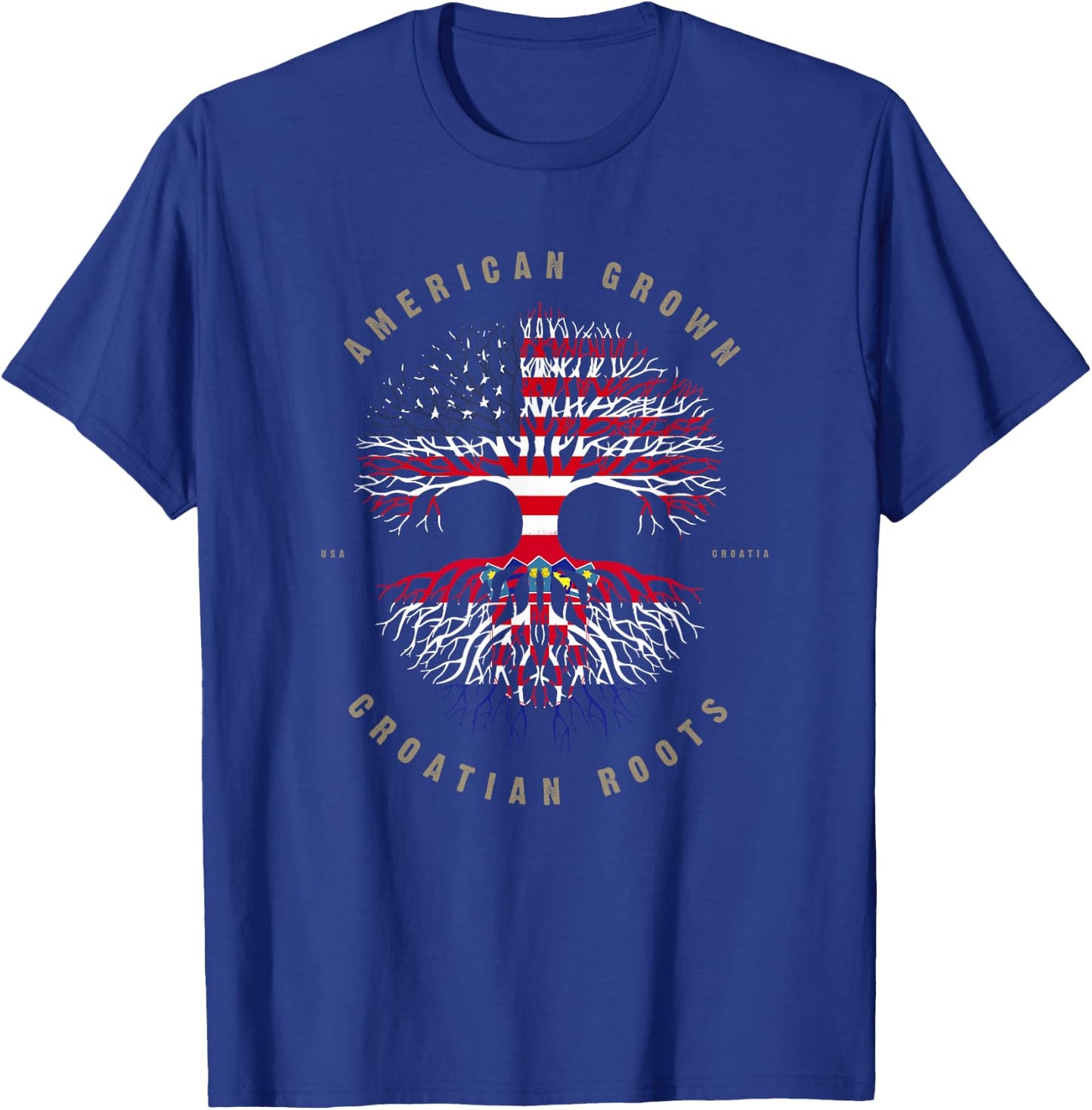 American Grown Croatian Roots Croatia Flag T-Shirt - T-Shirt | Royal