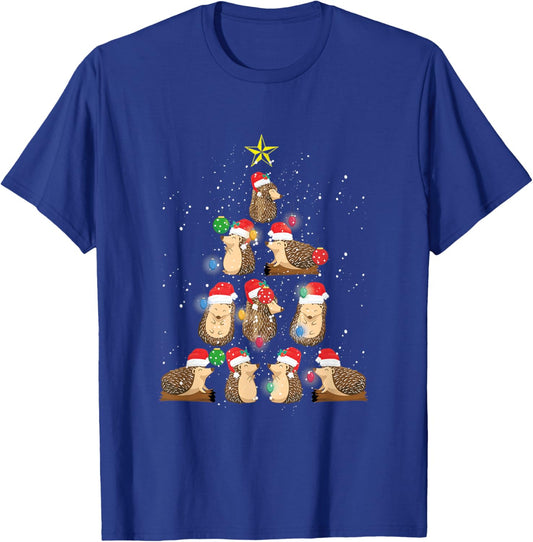 Hedgehog Christmas Tree Funny Animal Lover Holiday Apparel T-Shirt - T-Shirt | Royal