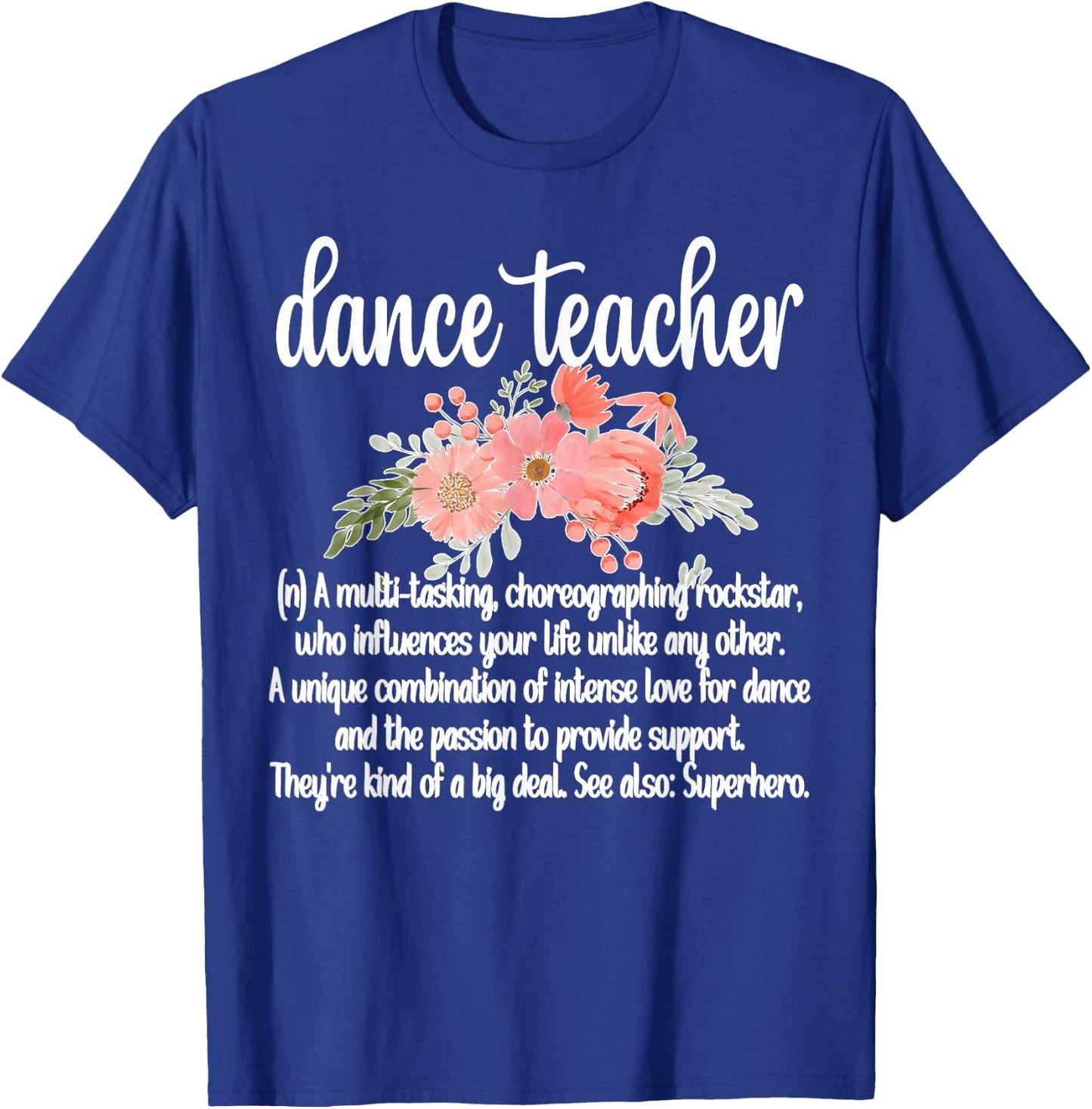 Dance Teacher Appreciation Women's Black Classic Fit Short Sleeve Lace Embellished Dance Teacher T-Shirt - T-Shirt | Royal