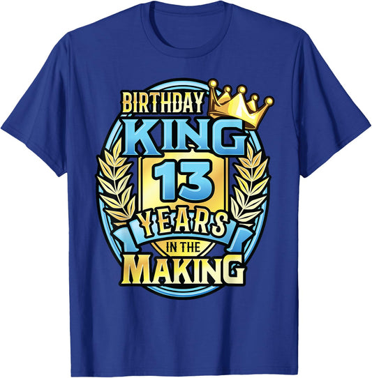 13th Birthday King Turning 13 Years Old B-day 13th Birthday T-Shirt - T-Shirt | Royal