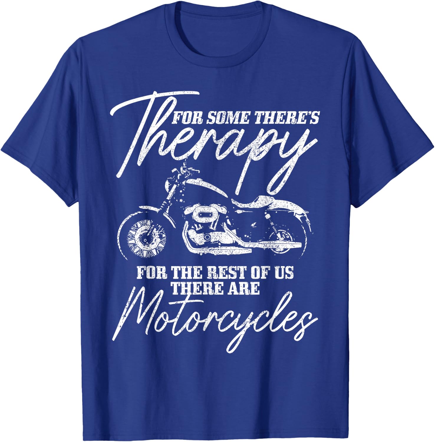 Biker Therapy Vintage Motorcycle Funny Biker T-Shirt - T-Shirt | Royal