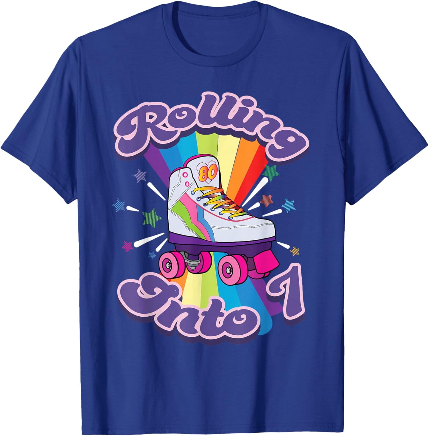 Roller Skating 7 Years Old 7th Birthday Girl Skate 80's Gift T-Shirt - T-Shirt | Royal