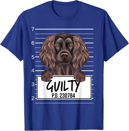 Funny Boykin Spaniel Mugshot Guilty Dog T-Shirt - T-Shirt | Royal