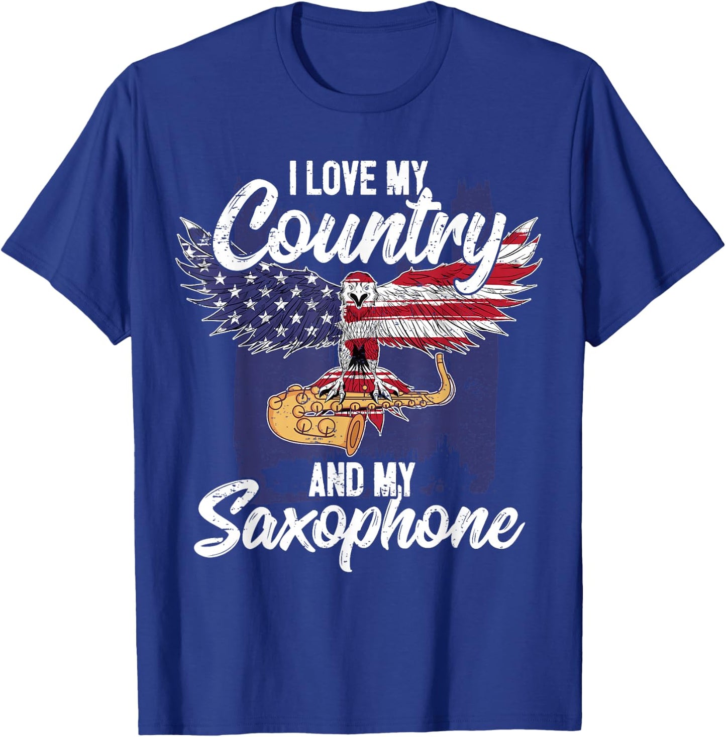 Saxophonist USA Saxophone Player America Eagle Saxophone T-Shirt - T-Shirt | Royal
