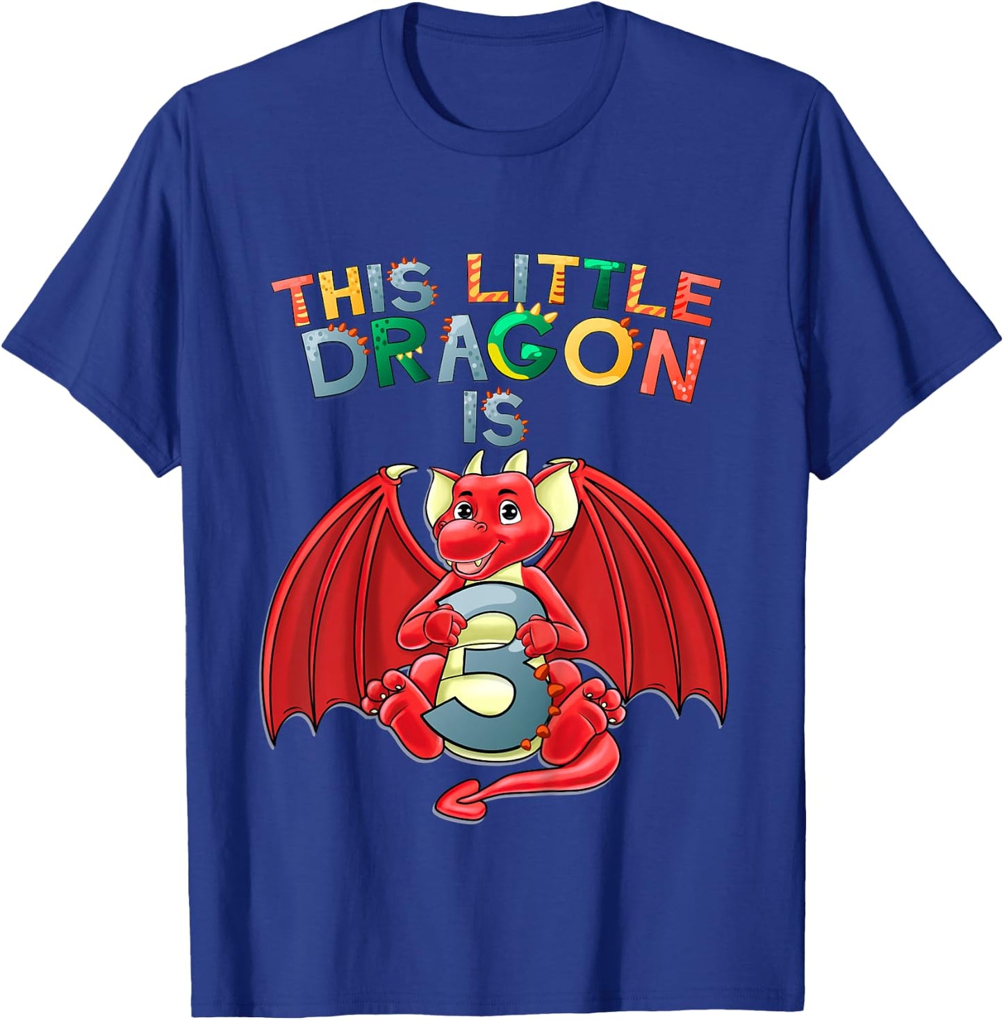 Kids This Little Dragon Is 3 Dragon 3rd Birthday 3 Year Old Boy T-Shirt - T-Shirt | Royal
