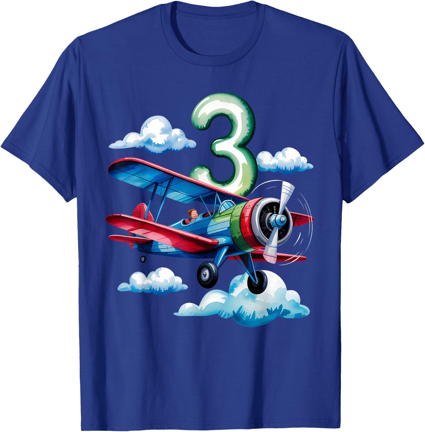 3rd Birthday Boys Airplane Pilot 3 Year Old Boy T-Shirt - T-Shirt | Royal