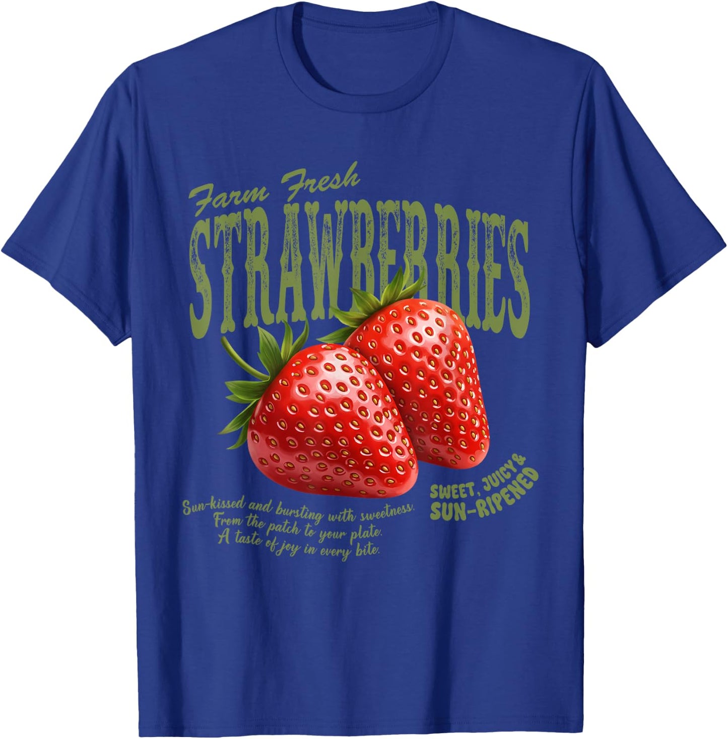 Farm Fresh Strawberries Retro Farmer Market Summer Lover T-Shirt - T-Shirt | Royal