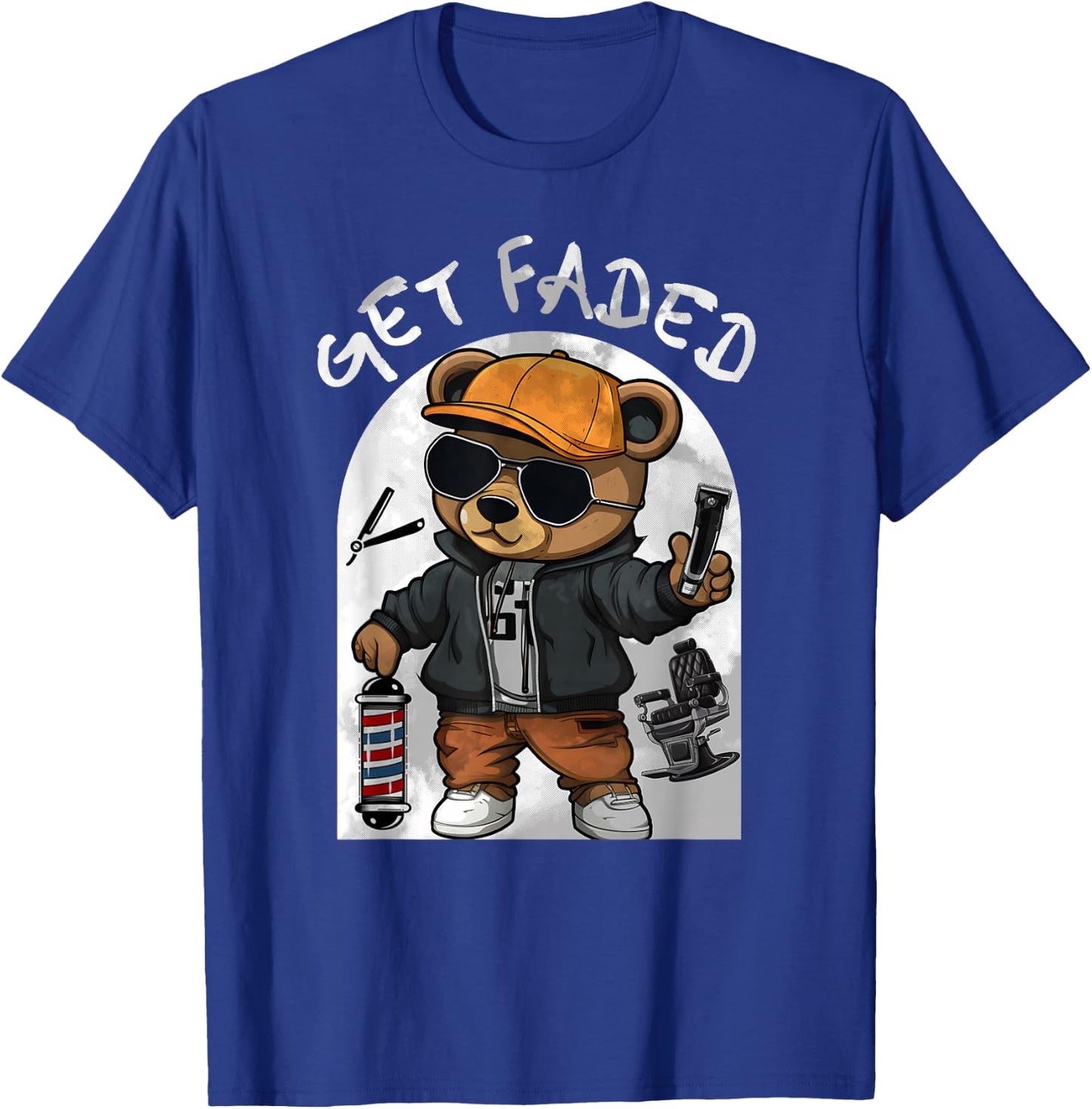 Get Faded Hip Hop Teddy Bear Barber Streetwear Fade Haircut T-Shirt - T-Shirt | Royal