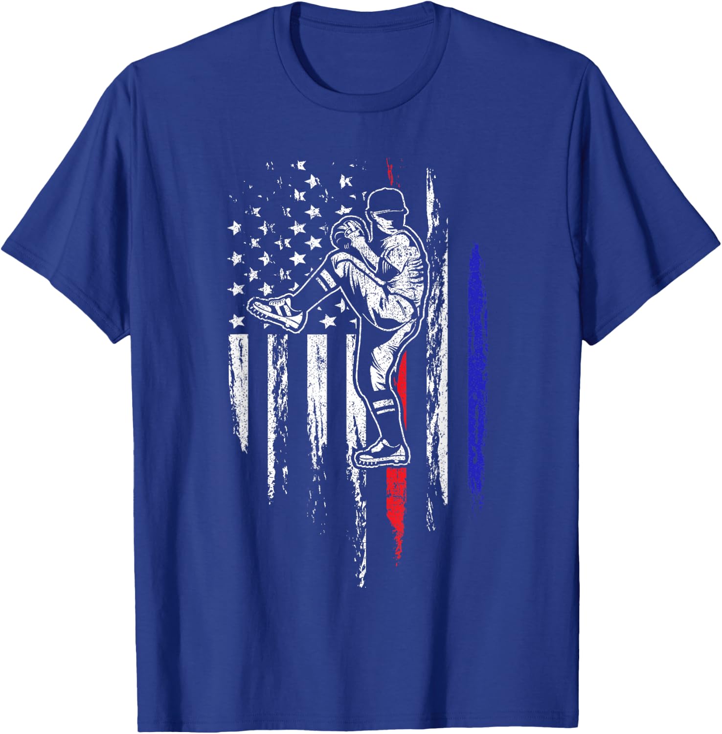 Baseball American Flag Pitcher USA Pitching 4th of July Gift T-Shirt - T-Shirt | Royal