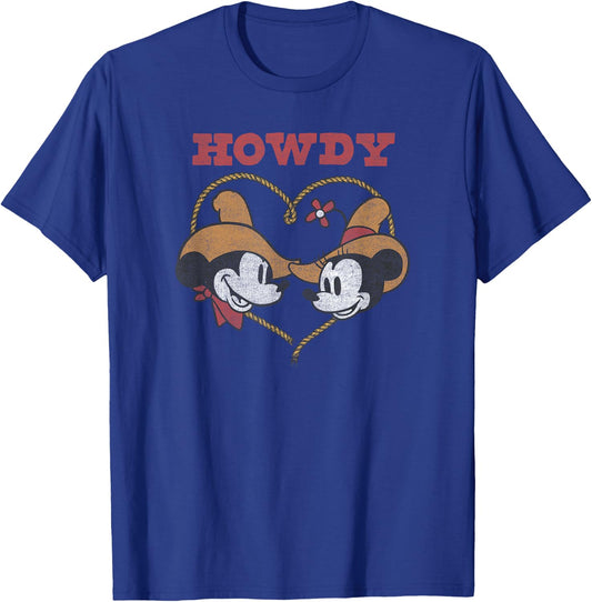 Disney Mickey Classic Mickey and Minnie Howdy Heart T-Shirt - T-Shirt | Royal