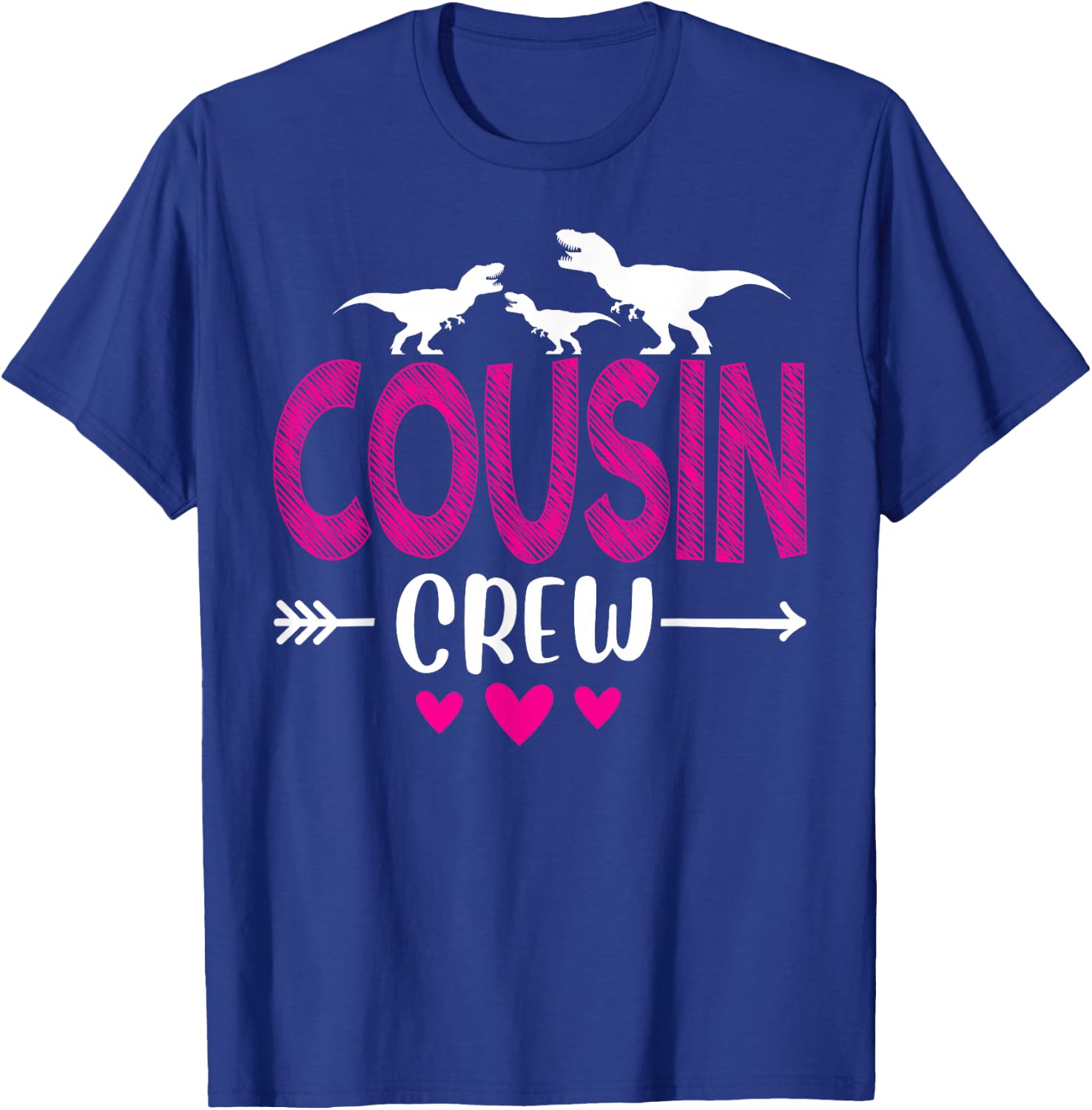Cousin Crew Team Pink Kids Girls Bestie Dinosaur Cousin Dino T-Shirt - T-Shirt | Royal