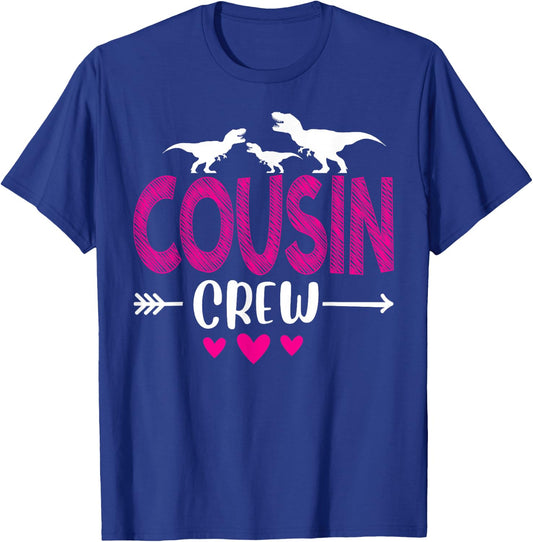 Cousin Crew Team Pink Kids Girls Bestie Dinosaur Cousin Dino T-Shirt - T-Shirt | Royal