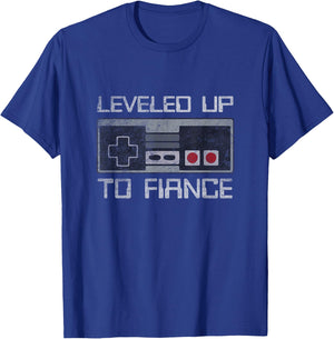 Leveled up to Fiance Newly Engaged Just Engaged Couple T-Shirt - T-Shirt | Royal