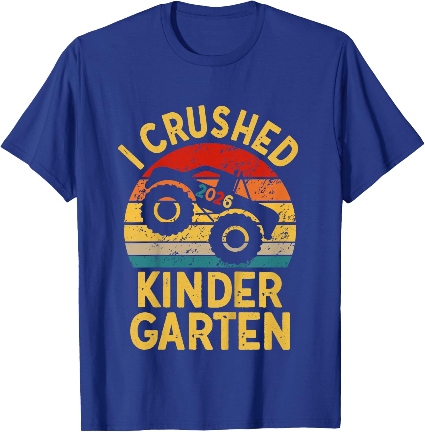 Kids I Crushed Kindergarten 2026 Monster Truck Kindergarten Grad T-Shirt - T-Shirt | Royal