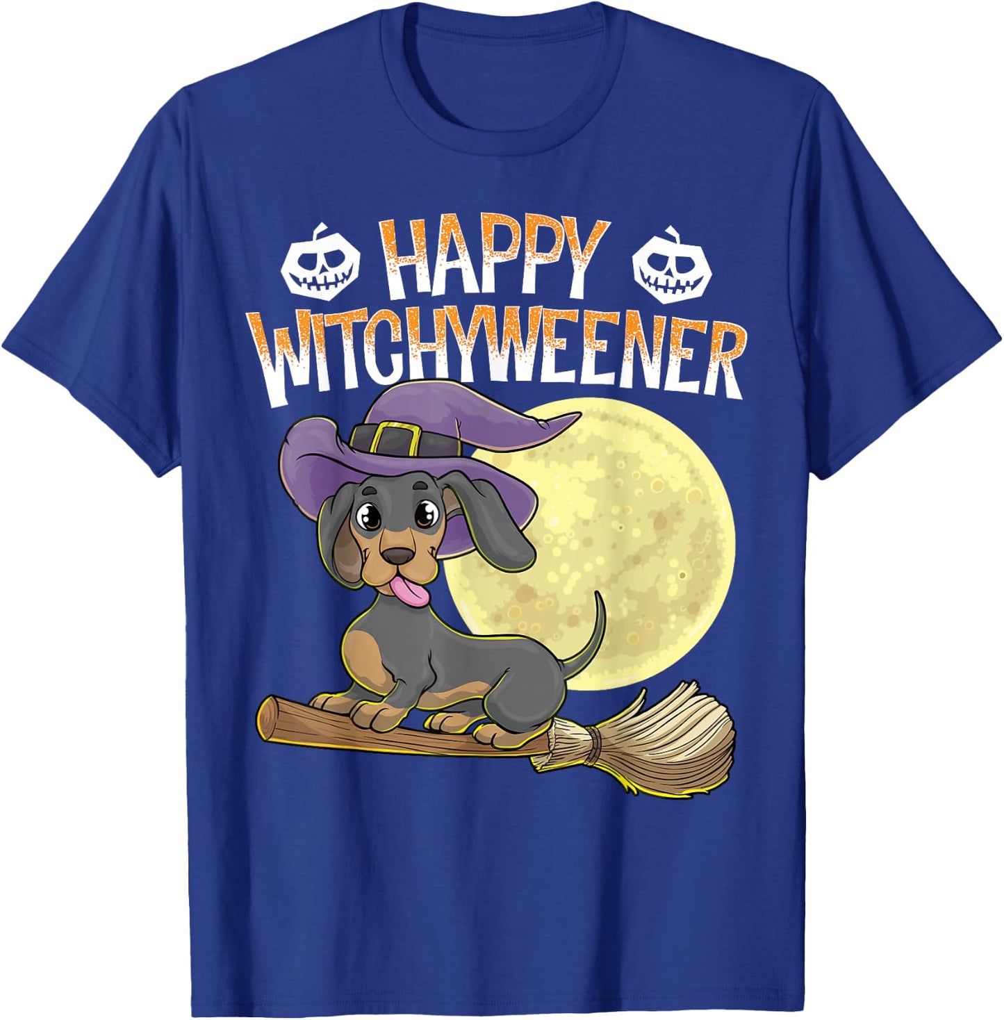 Happy Witchyweener Halloween Dachshund Witch Wiener Dog Men Women Kids T-Shirt - T-Shirt | Royal