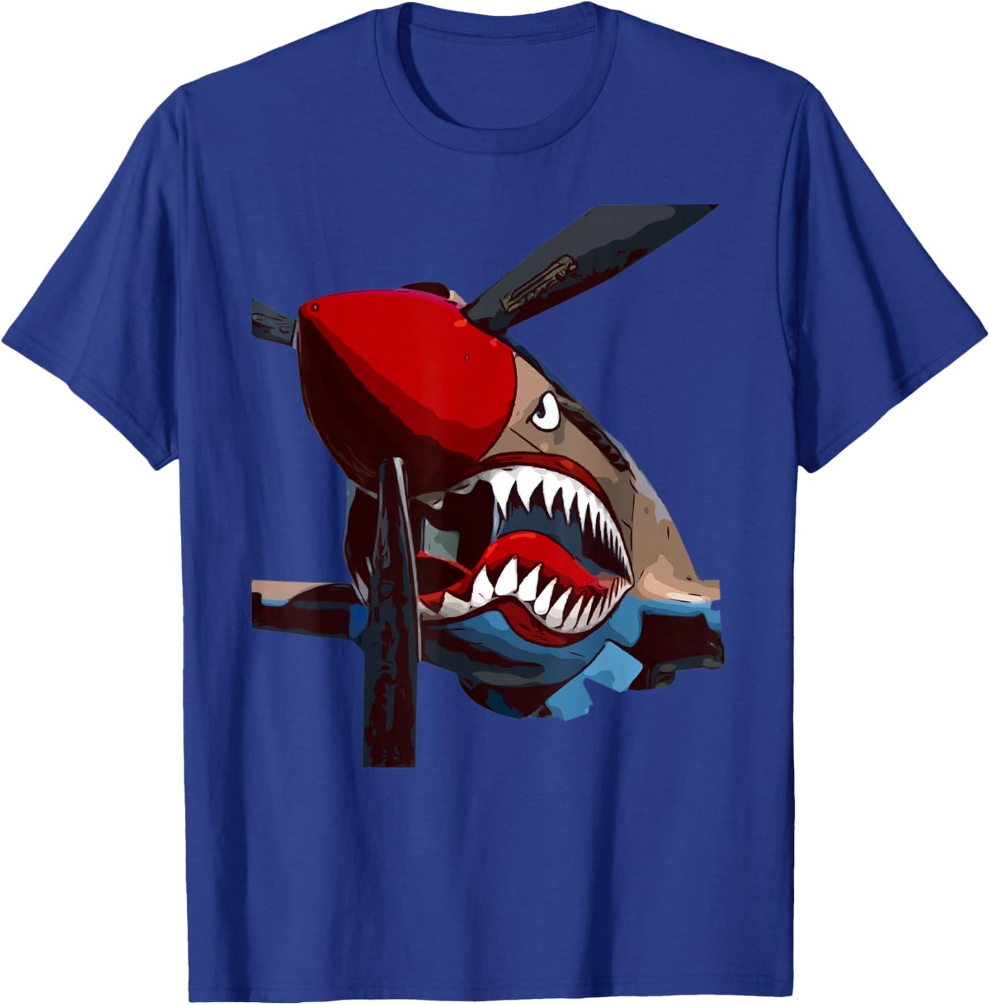 P-40 Warhawk Fighter Aircraft WW2 Airplane Military T-Shirt - T-Shirt | Royal