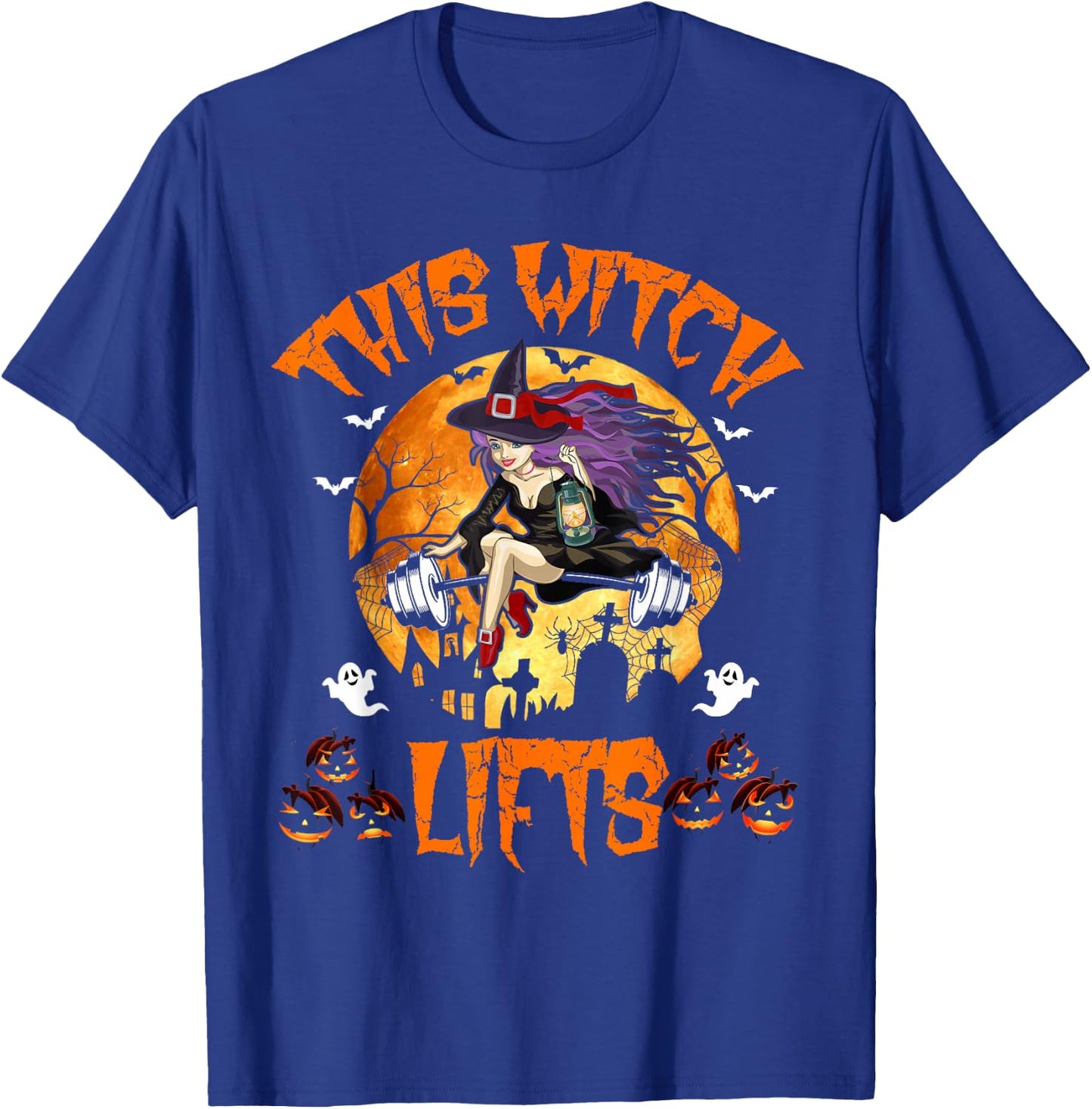 This Witch Lifts Barbell Fitness Gym Workout Witch Halloween T-Shirt - T-Shirt | Royal