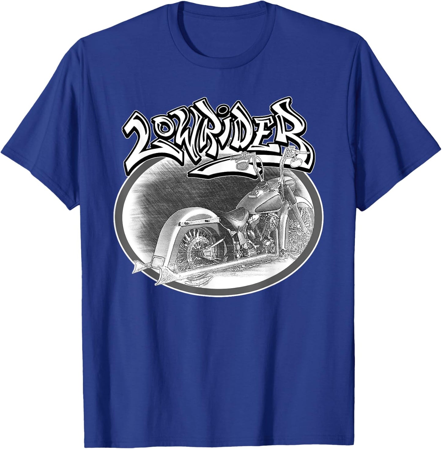 Chicano Biker. Latino Vicla Cholo Motorcycles, Lowrider T-Shirt - T-Shirt | Royal