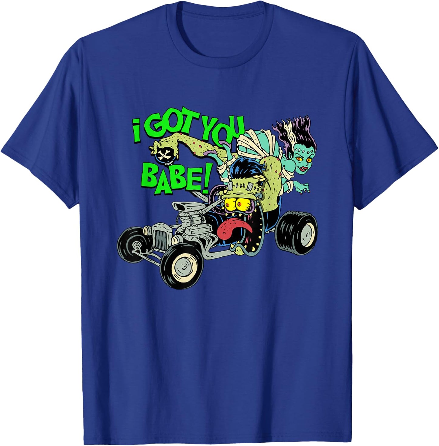 Hot Rod Gasser Frankenstein Monster Car Dragster Bride Mum T-Shirt - T-Shirt | Royal