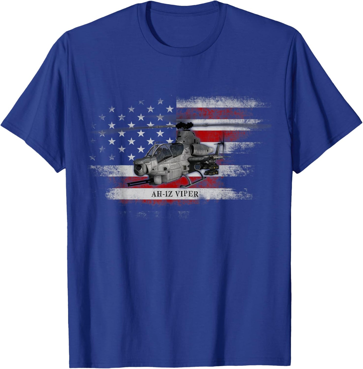 AH-1Z Viper Helicopter USA Flag Helicopter Pilot Gifts T-Shirt - T-Shirt | Royal