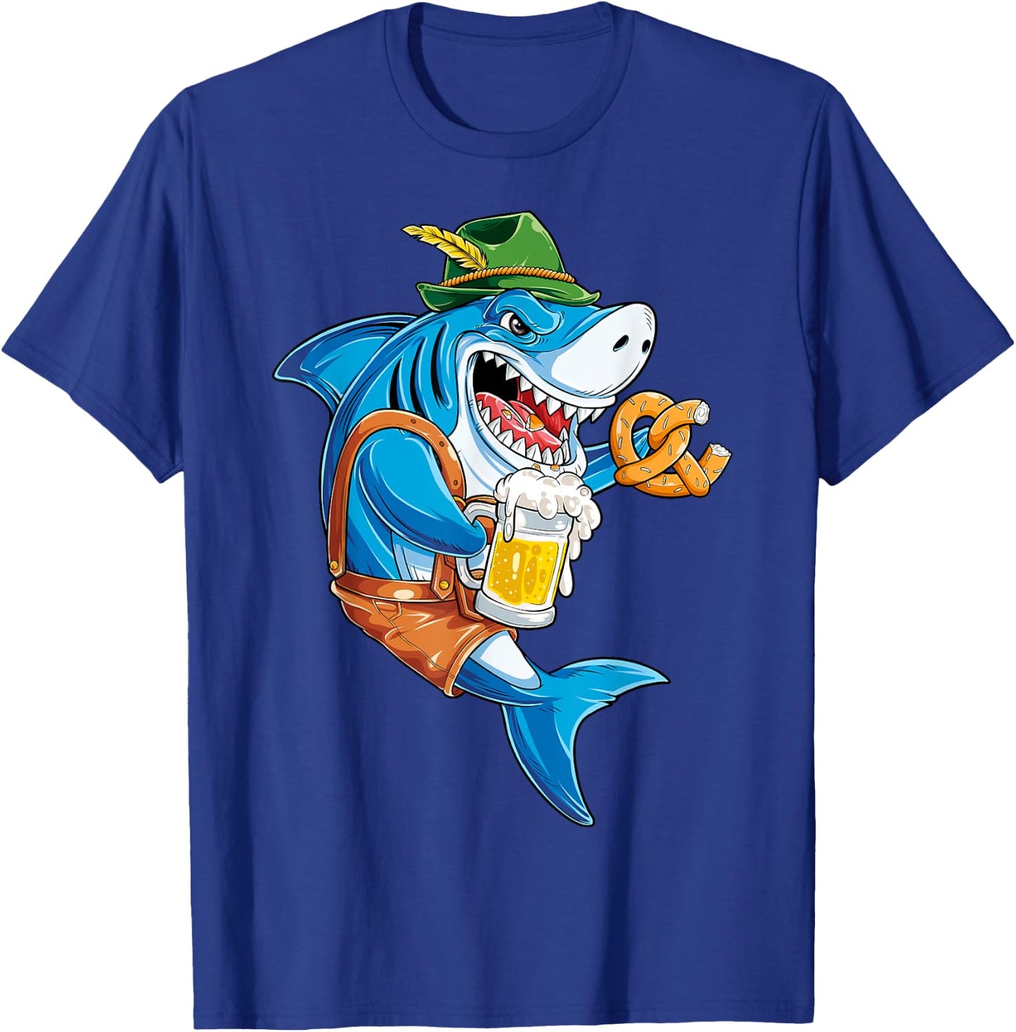 Shark Oktoberfest Lederhosen Costume Men Jawsome Beer Fest T-Shirt - T-Shirt | Royal
