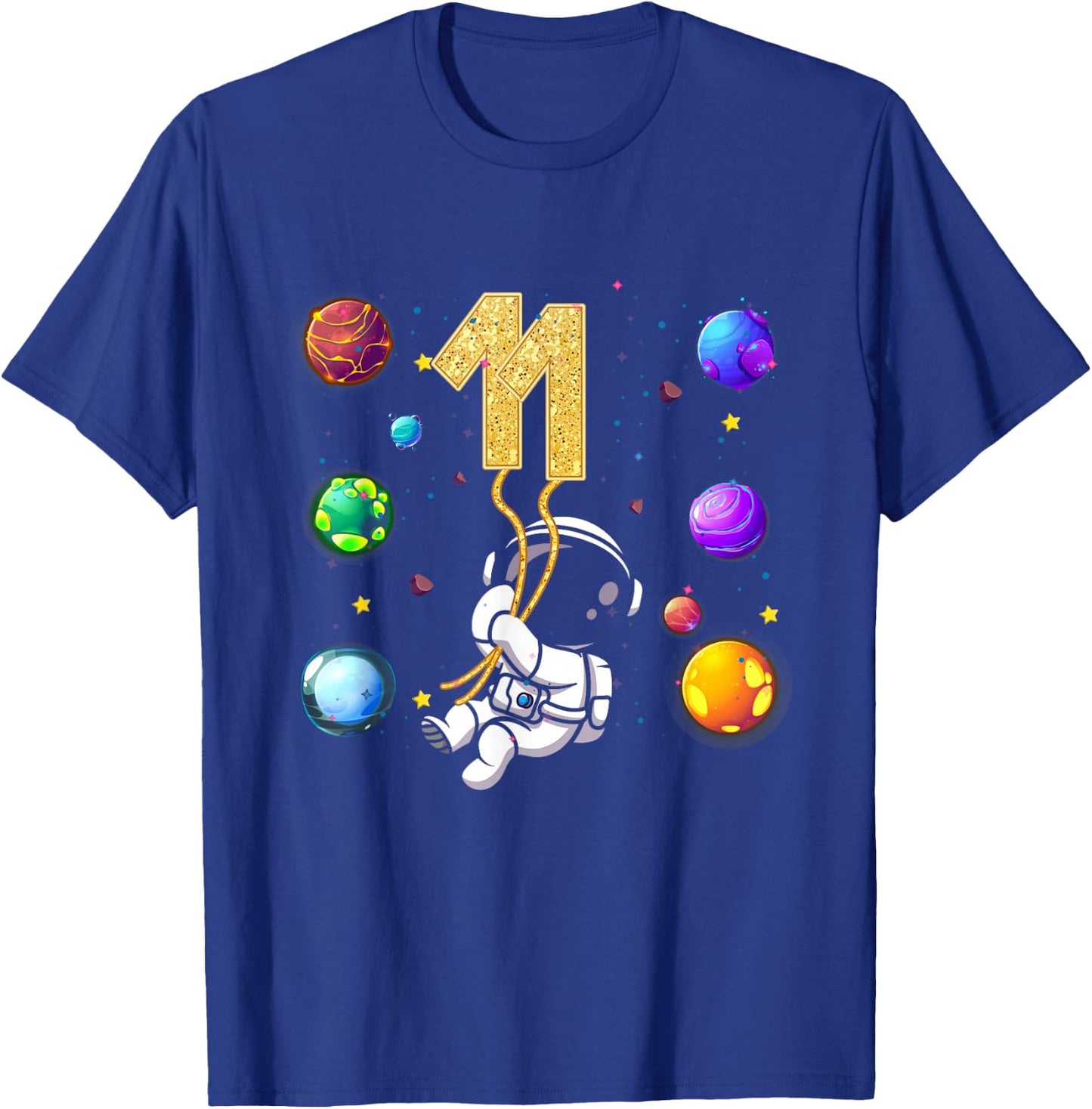 Outer 11 Years Old 11th Birthday Astronaut Space Boys T-Shirt - T-Shirt | Royal
