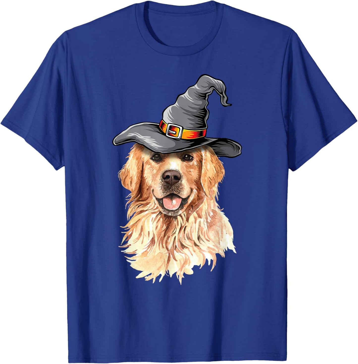 Golden Retriever Halloween Costumes Dog Lover Witch Hat Women Kids T-Shirt - T-Shirt | Royal