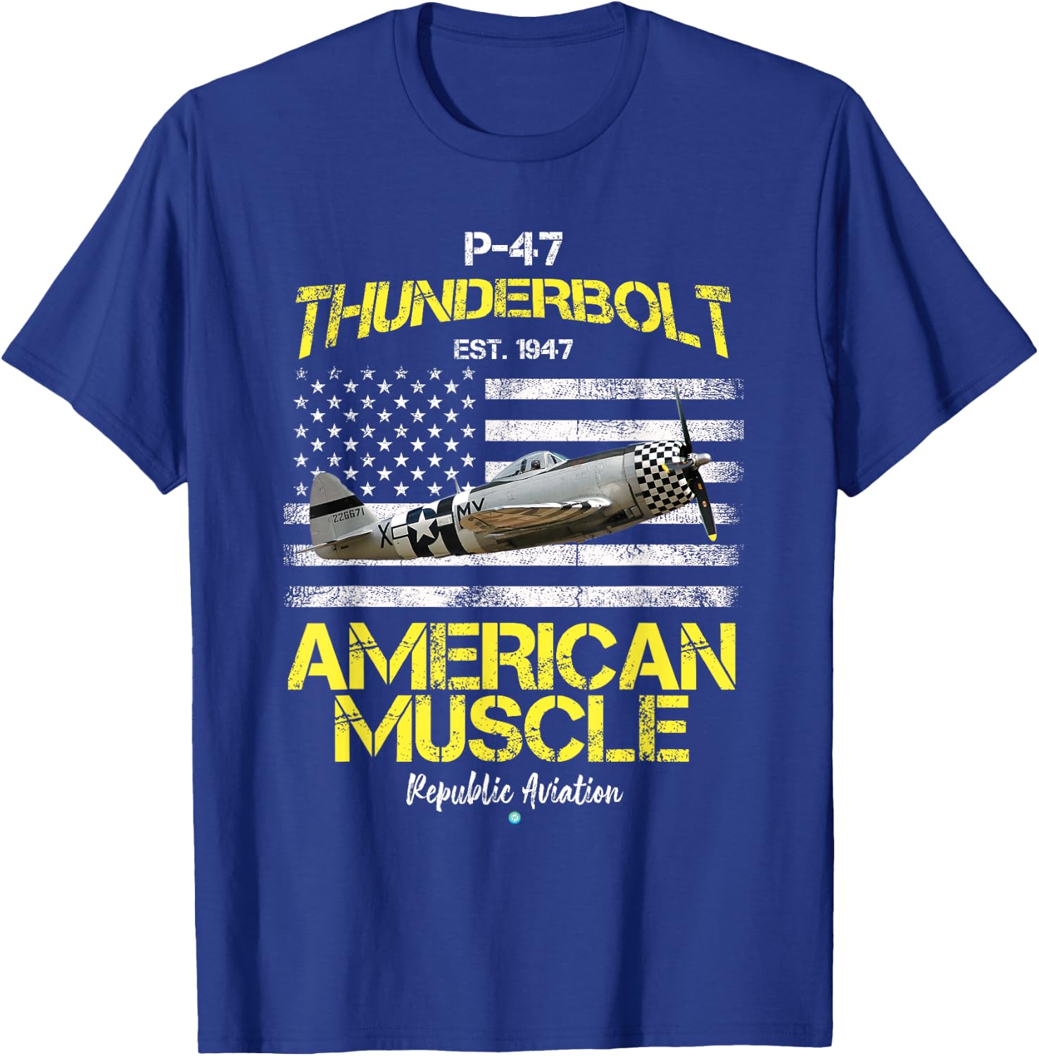 P-47 Thunderbolt WWII Airplane American Muscle Gift T-Shirt - T-Shirt | Royal