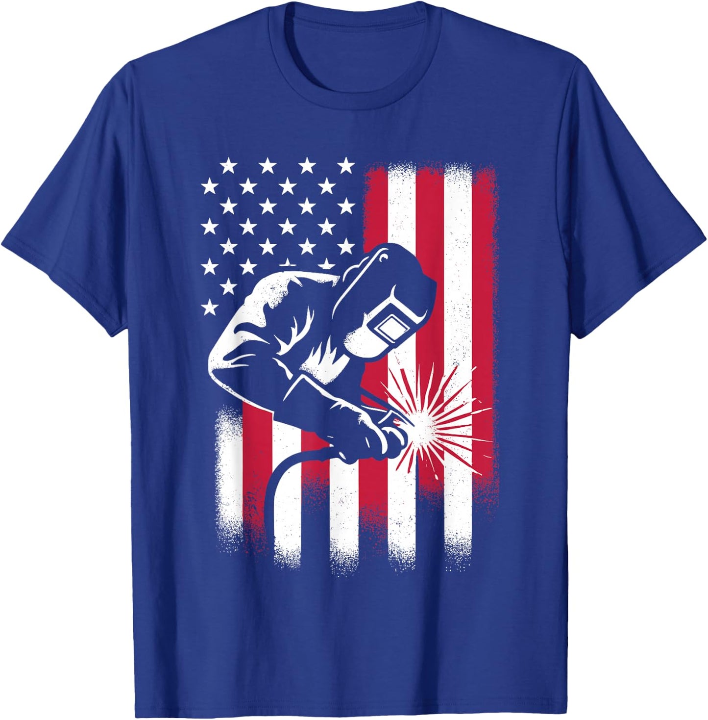 Welder USA American Flag Patriotic Welding T-Shirt - T-Shirt | Royal