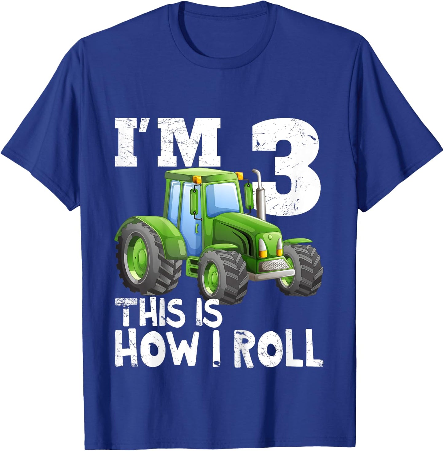 Green Farm Tractor 3rd Birthday Party Gift 3 Year Old T-Shirt - T-Shirt | Royal
