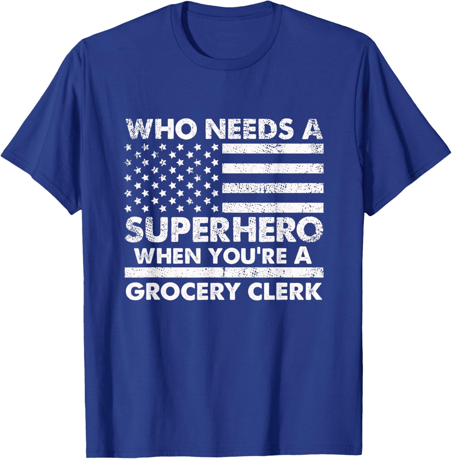 Funny Grocery Clerk Superhero Vintage Dad T-Shirt - T-Shirt | Royal