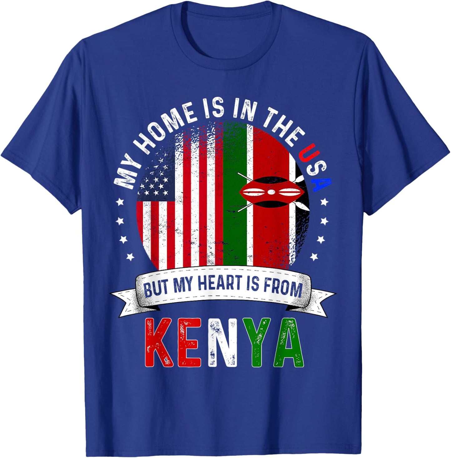 kenyan American Patriot Heart is from kenya Flag T-Shirt - T-Shirt | Royal