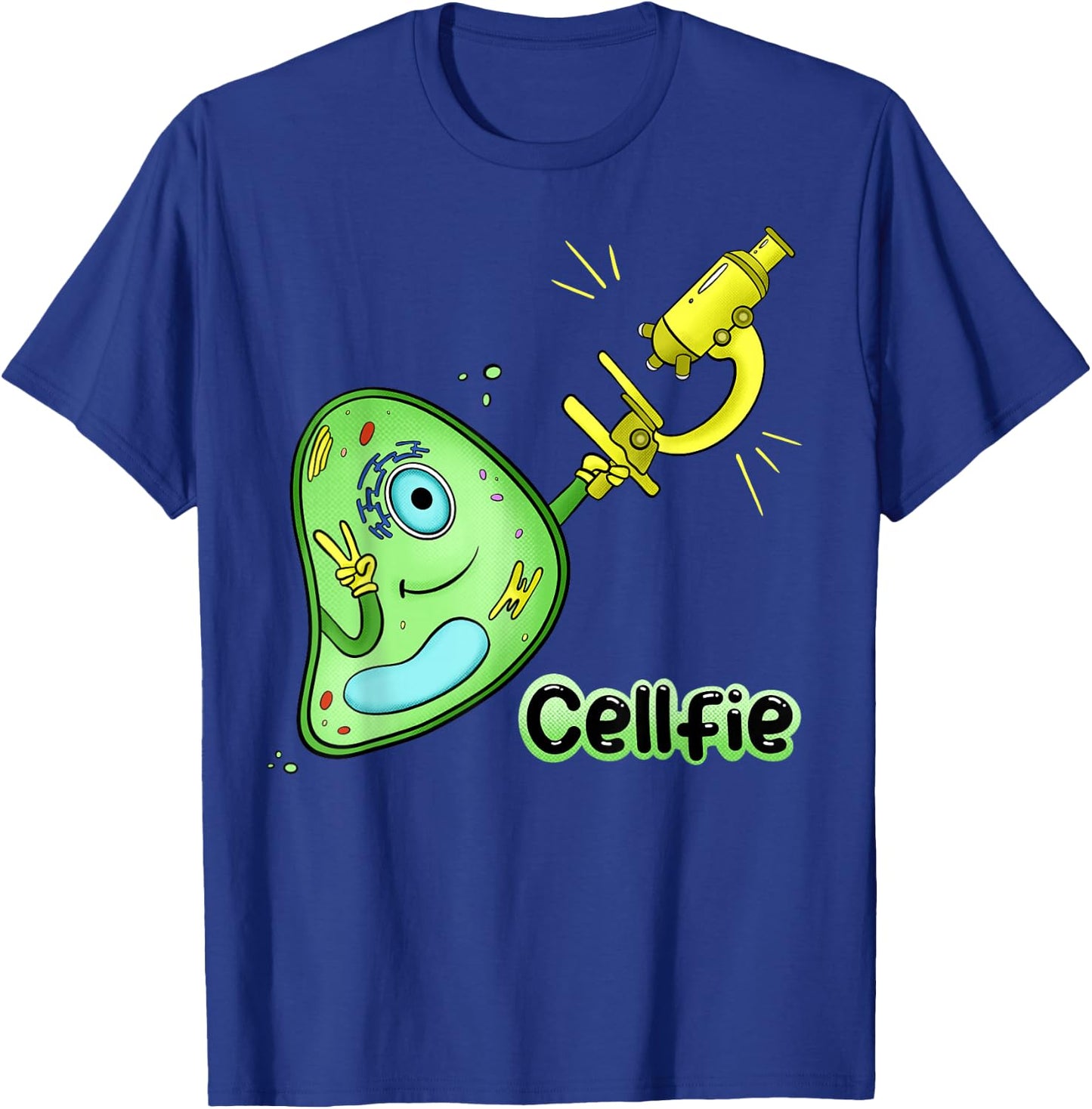 Cellfie Science Joke Biology Cell & Microscope Selfie Pun T-Shirt - T-Shirt | Royal