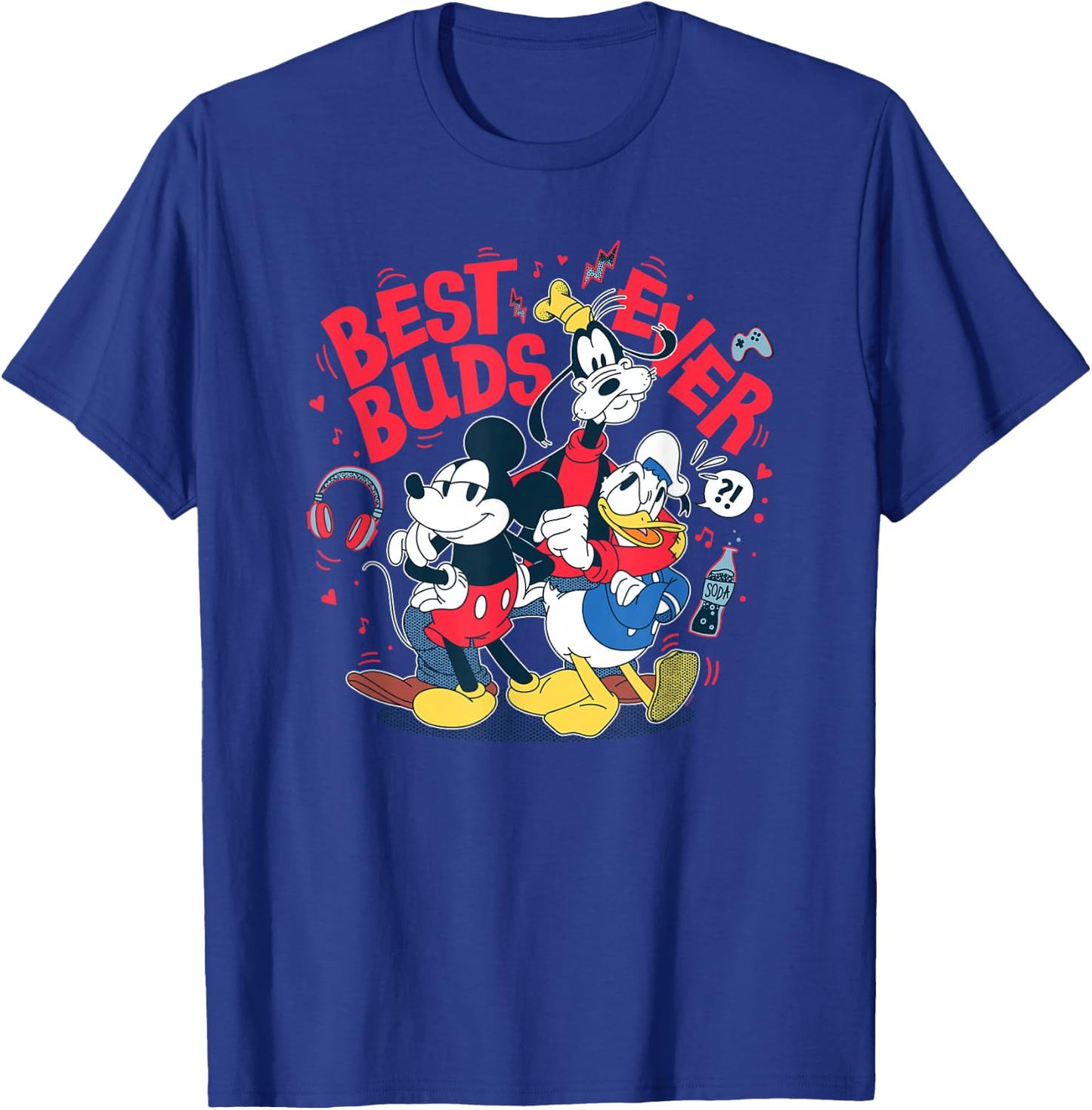 Disney Mickey Mouse Donald Duck Goofy Best Buds Ever Friends T-Shirt - T-Shirt | Royal