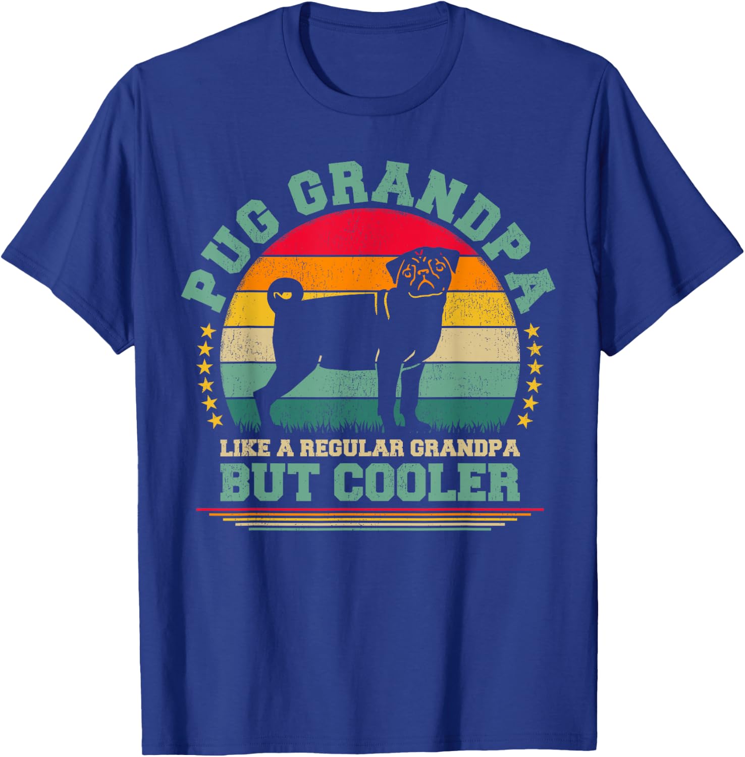 Pug Dog Lover Funny Vintage Pug Grandpa Father's Day T-Shirt - T-Shirt | Royal