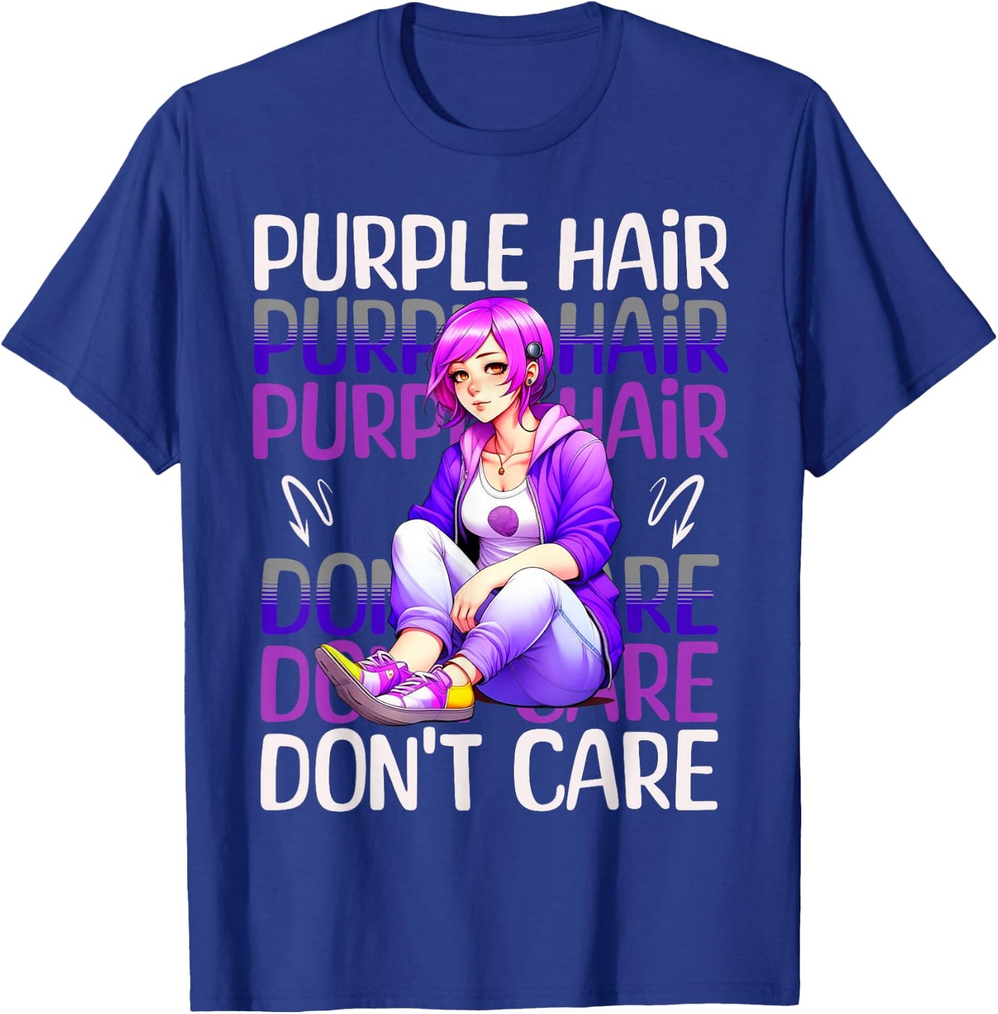 Purple Hair Don't Care Blue Hair Dye Girl T-Shirt - T-Shirt | Royal