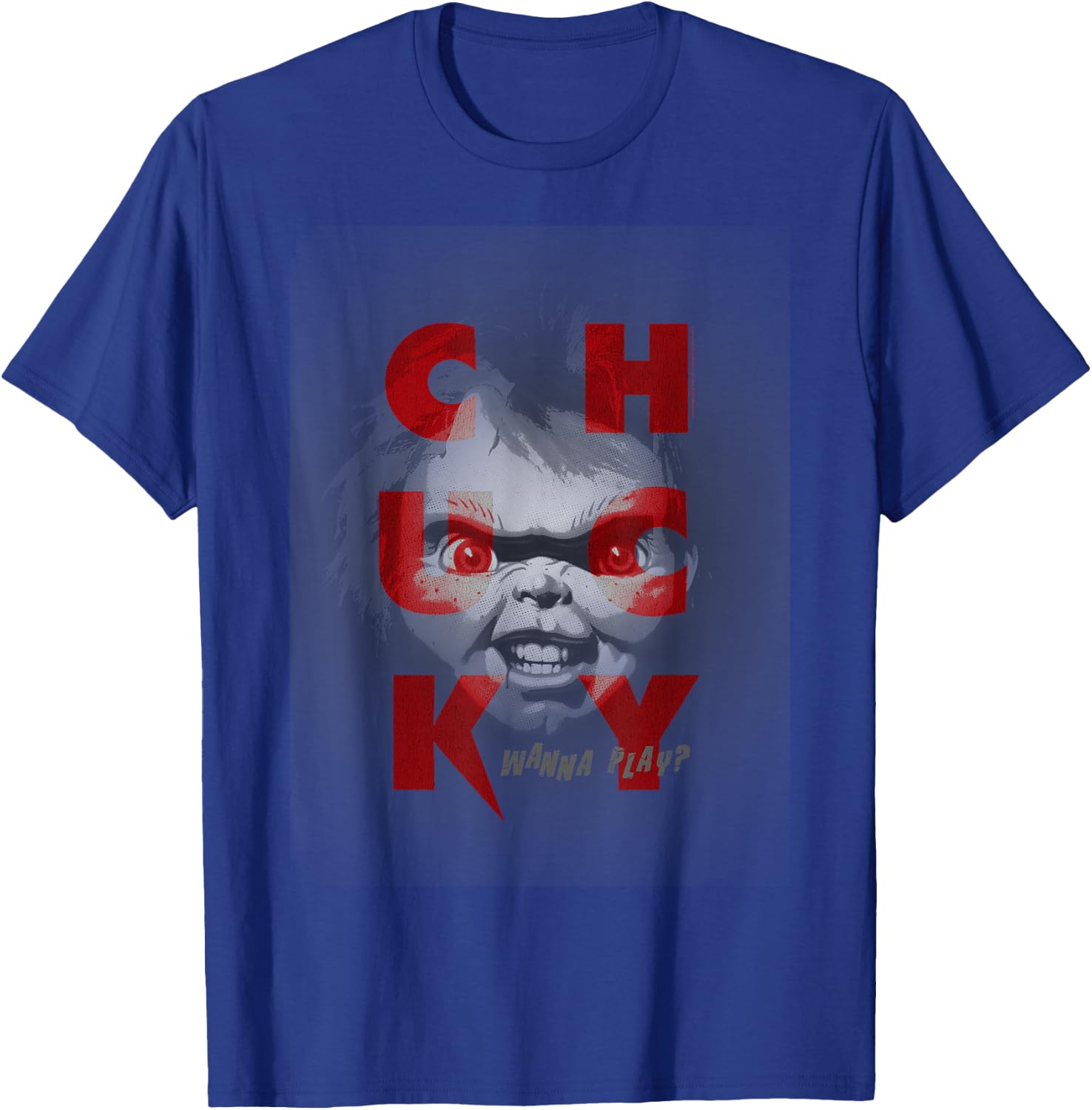 Chucky Wanna Play Grayscale Portait T-Shirt - T-Shirt | Royal