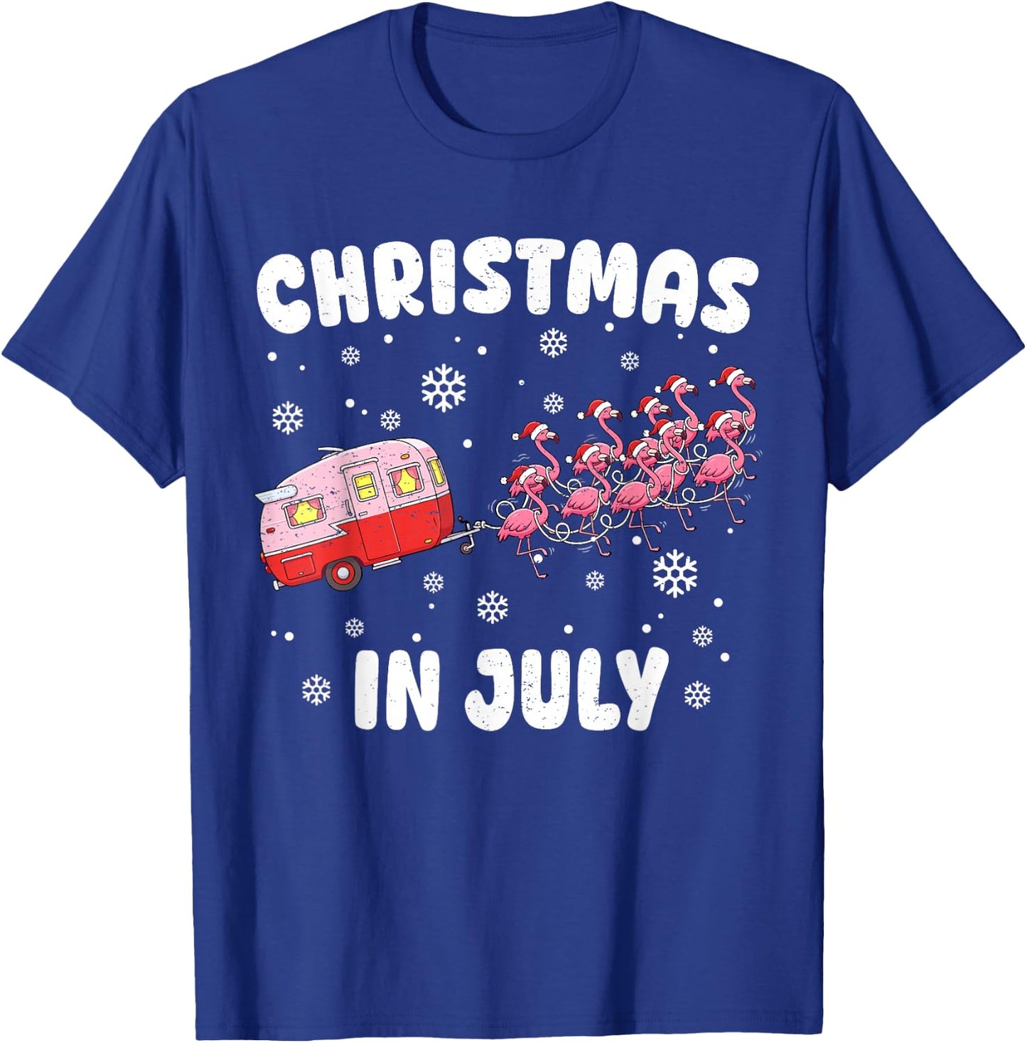Flamingo Summer Christmas in July Xmas Camper Men Women Kids T-Shirt - T-Shirt | Royal