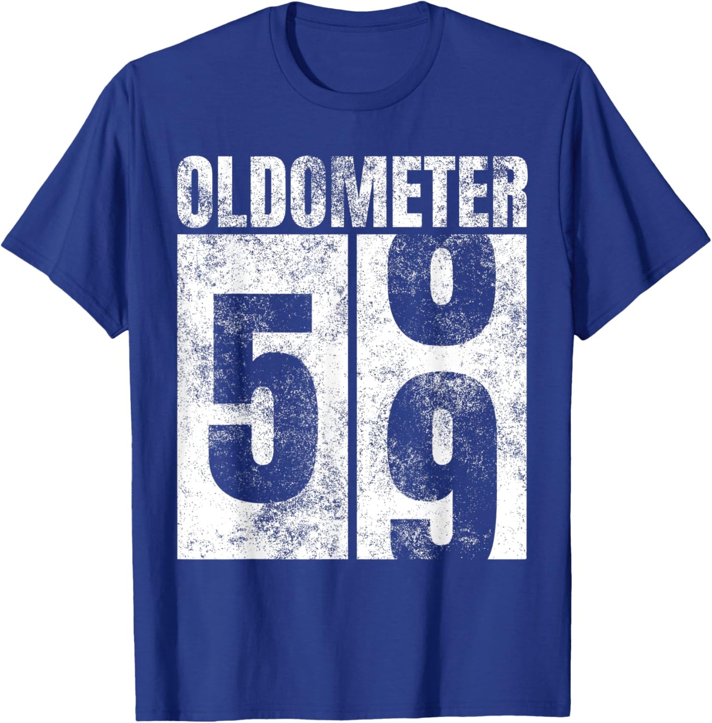 Oldometer 58-59 yrs old Man Woman Bday Graphic 59th Birthday T-Shirt - T-Shirt | Royal