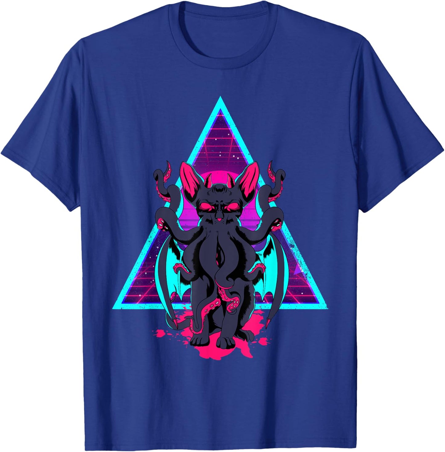 Vaporwave Cathulhu Demon Monster Cat Neko Kitten Horror T-Shirt - T-Shirt | Royal