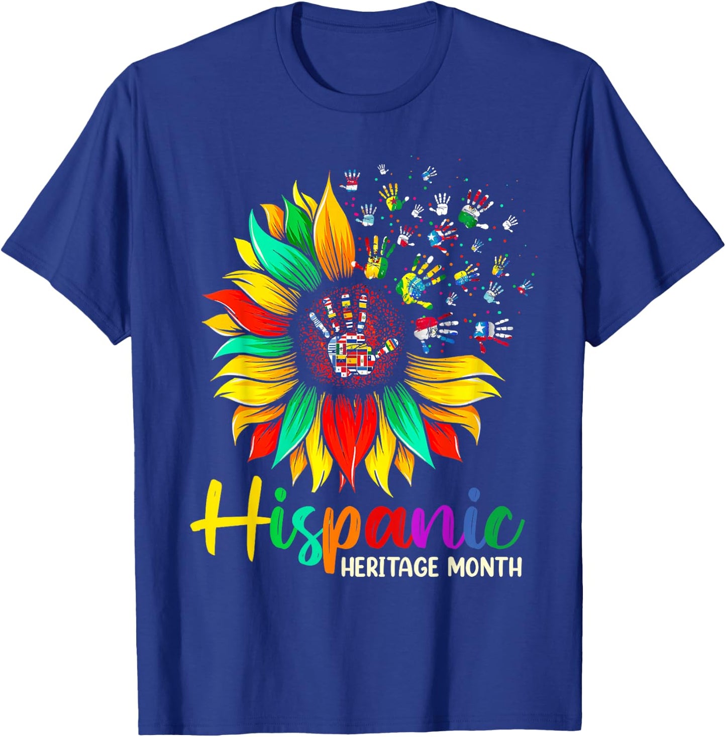 National Hispanic Heritage Month Sunflower All Countries T-Shirt - T-Shirt | Royal