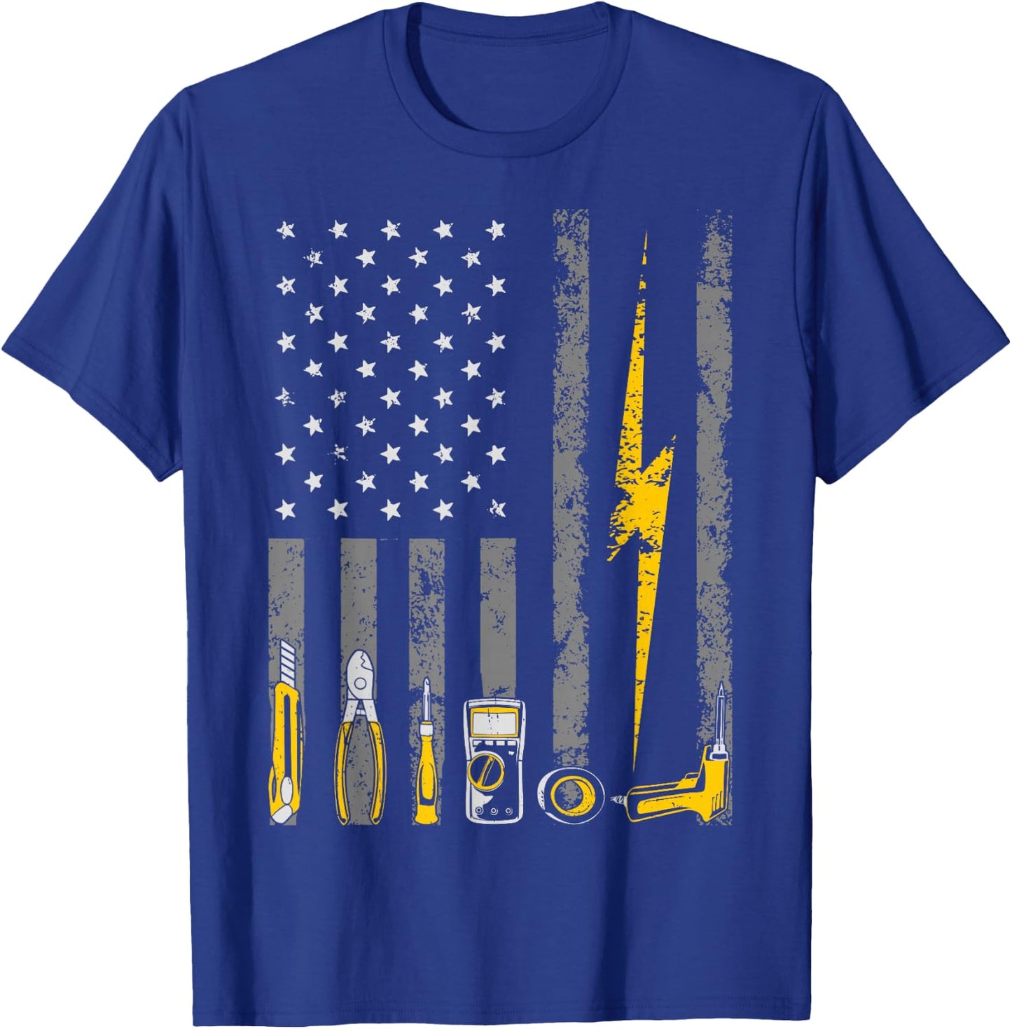 Electrician US Flag Tools Patriotic Job Wire Strippers T-Shirt - T-Shirt | Royal