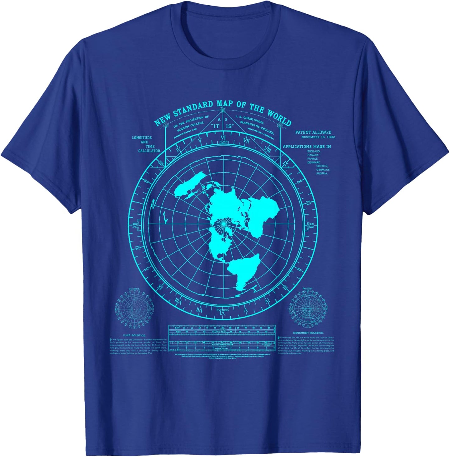 Gleason's New Standard map of The World, Flat Earth T-Shirt - T-Shirt | Royal