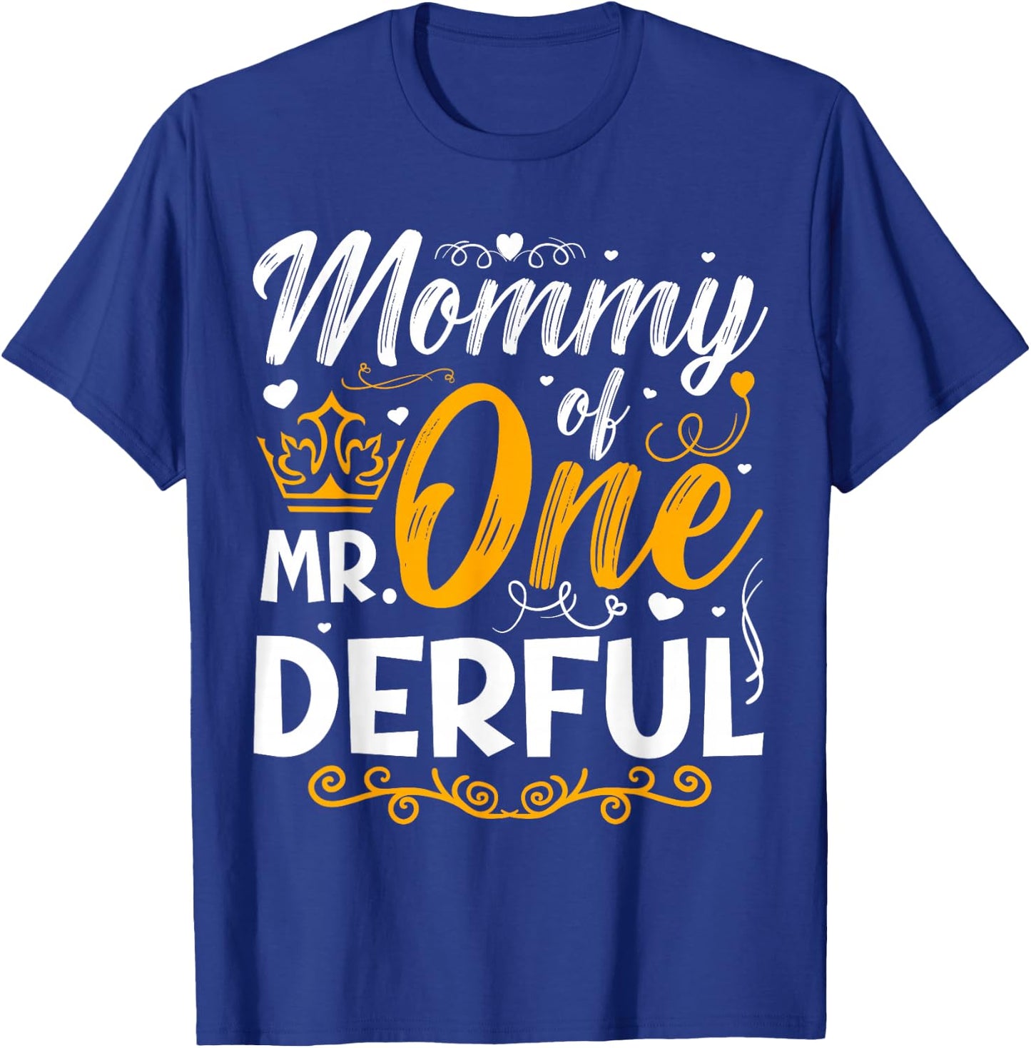 Mommy of Mr One Derful Party Matching Family 1st Birthday T-Shirt - T-Shirt | Royal